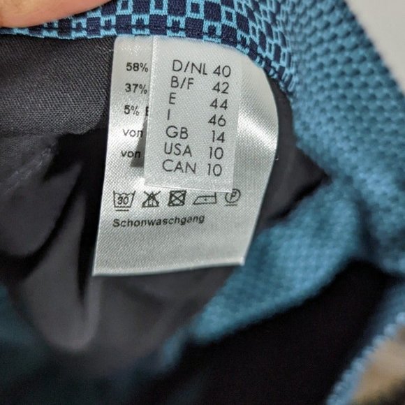 NEW‎ Rabe 1920 Blue Geometric Straight Leg Casual Pants Women's Size US 10 - Picture 6 of 6